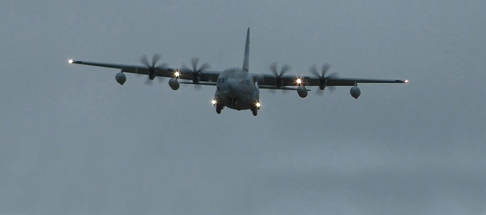 A military C-130 airplane